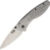 SOG Aegis AE31BX, 3.375" 8Cr13MoV Stonewashed Spear Point Plain Blade, Gray Stainless Steel Handle