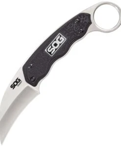 SOG Gambit Fixed Blade GB1001-CP, 2.5" 7Cr17MoV Satin Sheepsfoot Blade, Black GRN Handle