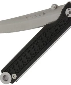 StatGear Pocket Samurai Folding Knife STAT102, 2.1" 44OC Satin Plain Blade, Black Aluminum Handle