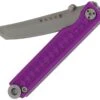 StatGear Pocket Samurai Folding Knife STAT105, 2.1" 44OC Satin Plain Blade, Purple Aluminum Handle