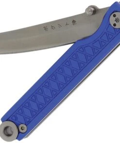 StatGear Pocket Samurai Folding Knife STAT107, 2.1" 44OC Satin Plain Blade, Blue Aluminum Handle