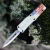 Templar Knife Co. Templar Knife Small OTF We The People S-WTP-13-2, 2.75" 440C Satin Dagger Blade, Aluminum Zinc Handle