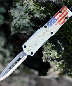Templar Knife Co. Templar Knife Small OTF We The People S-WTP-13-2, 2.75" 440C Satin Dagger Blade, Aluminum Zinc Handle