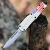 Templar Knife Co. Templar Knife Small OTF We The People S-WTP-33-2, 2.75" 440C Satin Drop Point Blade, Aluminum Zinc Handle