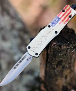 Templar Knife Co. Templar Knife Small OTF We The People S-WTP-33-2, 2.75" 440C Satin Drop Point Blade, Aluminum Zinc Handle