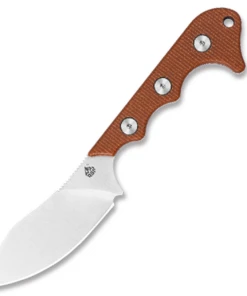 QSP Knife Neckmuk Neck Knife QS125-E, 2.875" D2 Plain Blade, Brown Linen Micarta Handle
