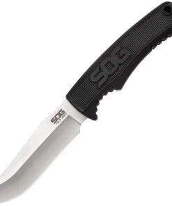 SOG Field Knife FK1001-CP, 4" 7Cr17MoV Stainless Plain Blade, Black TPR Handle