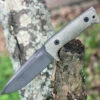 LionSteel T5BCVG, 5.04" Niolox Black Stonewash Blade, Green Canvas Micarta Handle