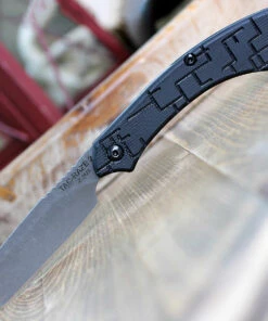 Tops Knives TRAZ03 Tac Raze Friction Folding Knife , 3.13 1095 RC Tumble Finish, Black G10 Handles