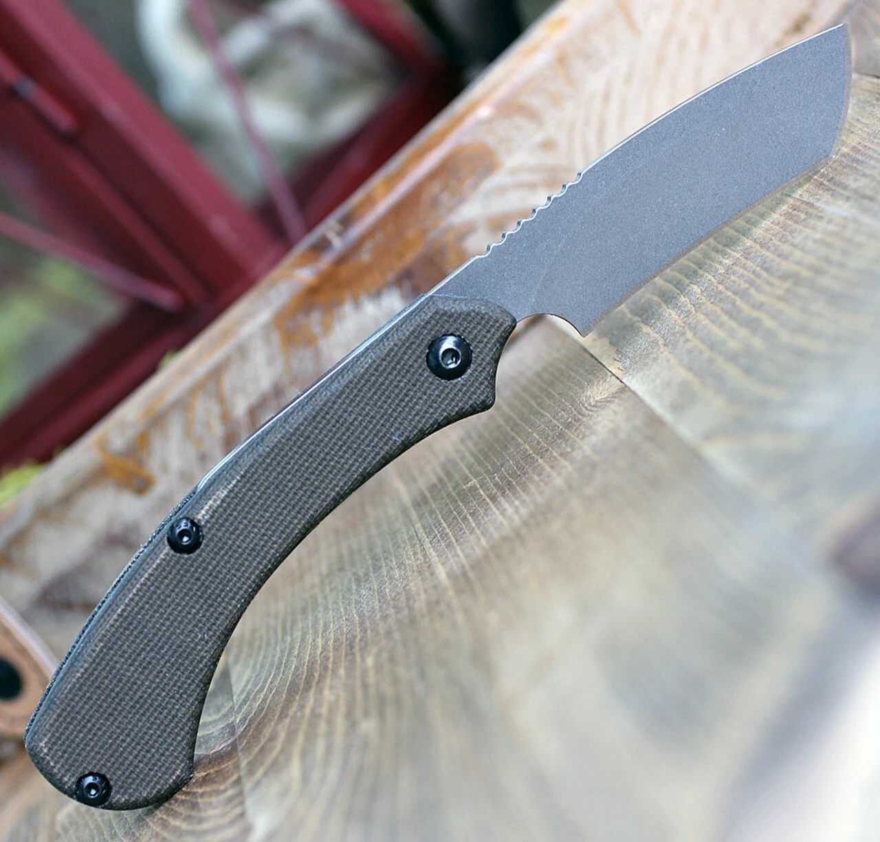 TOPS Knives TRAZ-04 Tac-Raze Friction Folding Knife , 3.13" 1095 Re-curve Tanto, Green Canvas Micarta 2 TOPS Knives TRAZ-04 Tac-Raze Friction Folding Knife , 3.13" 1095 Re-curve Tanto, Green Canvas Micarta - Image 2