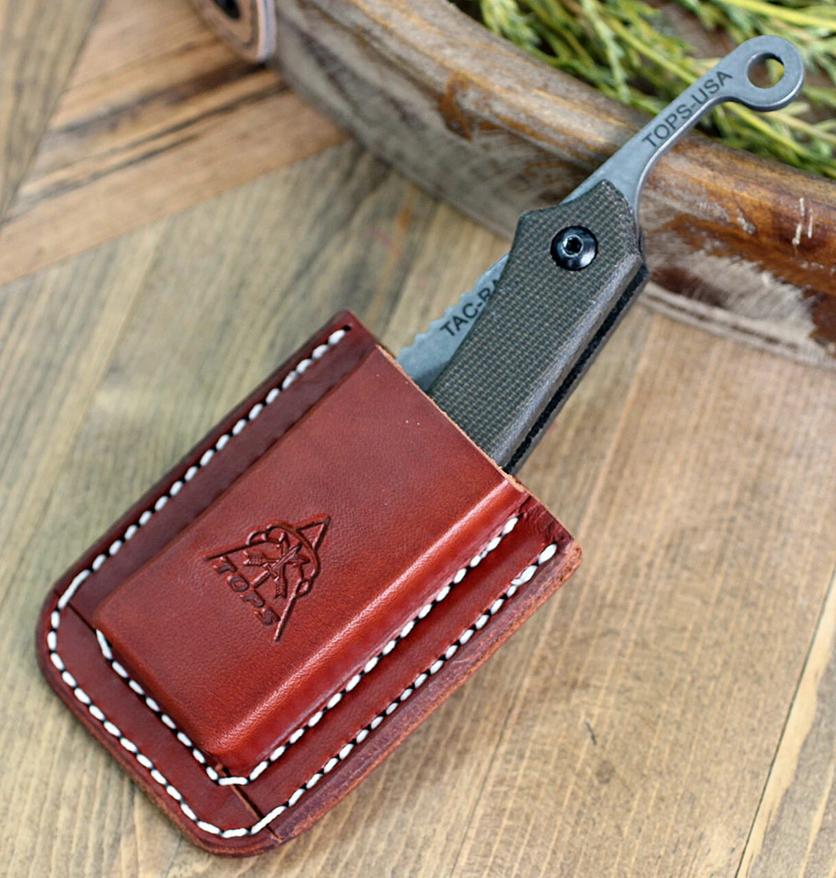 TOPS Knives TRAZ-04 Tac-Raze Friction Folding Knife , 3.13" 1095 Re-curve Tanto, Green Canvas Micarta 4 TOPS Knives TRAZ-04 Tac-Raze Friction Folding Knife , 3.13" 1095 Re-curve Tanto, Green Canvas Micarta - Image 4