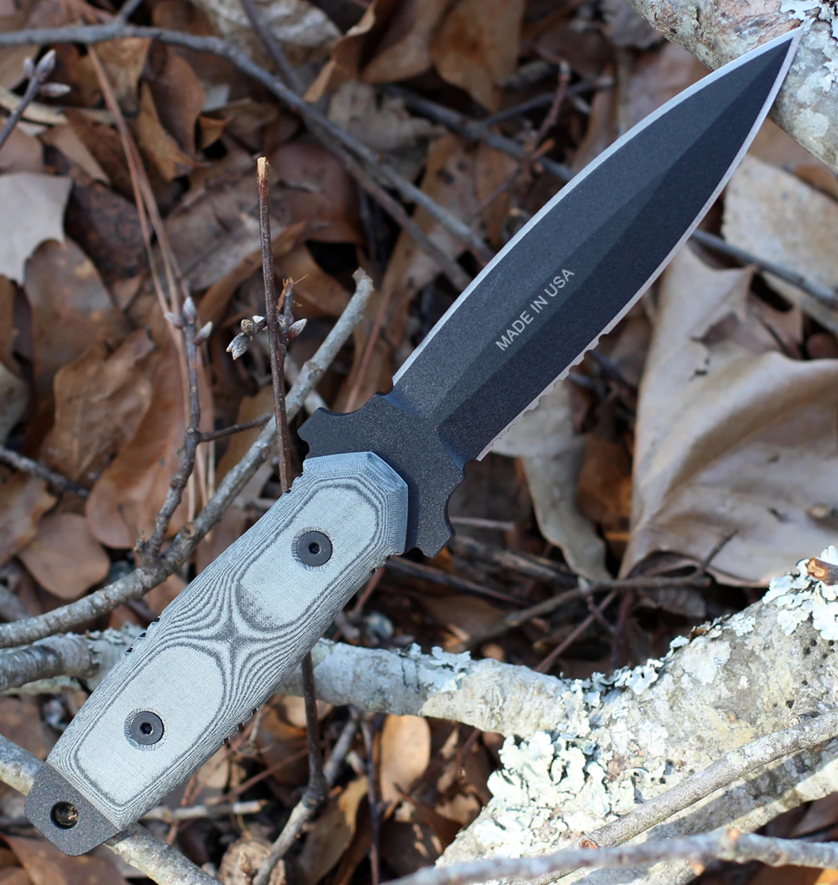 Tops Ranger's Edge Dagger Blade, Black Linen Micarta Handle 2 Tops Ranger's Edge Dagger Blade, Black Linen Micarta Handle - Image 2