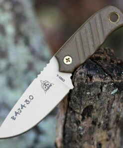 TOPS Baja 3.0 Fixed Blade, Coyote Tan 1095 High Carbon, Green Micarta Handle