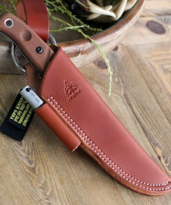 TOPS Knives TPBAJA-4.5R Baja 4.5 Reserve Edition 4.88" 1095 RC Black Traction Coating, Tan Canvas Micarta Handles, Brown Leather Sheath -Knifeworks Sales Store TPBAJA45R.4 54574.1591126126