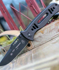 Tops FKMD & T.O.P.S. USA Collaboration FX-CQT-747, 4.5" N690Co Steel Black Clip Point Blade, G-10 Handle