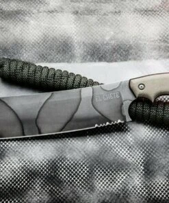 TOPS El Chete Camo ELCH01C, 12" 1095HC Steel Camo Blade, Green Canvas Micarta Handle