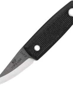 TOPS Mini Tanimboca Puukko TPMPUK01, 1.63" 1095 Tumble Finish Blade, Black Canvas Handle