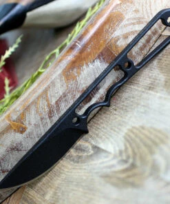 TOPS Street Spike STS-01, 2.75" 1095 Black Coating Plain Blade Skeletonized, Black Kydex Sheath