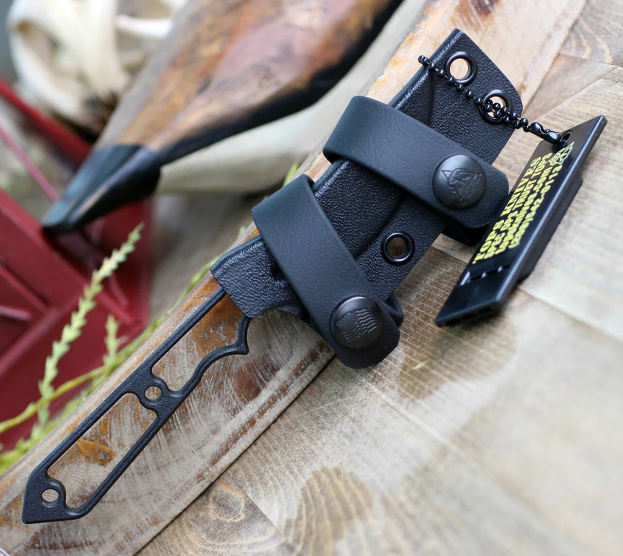 TOPS Street Spike STS-01, 2.75" 1095 Black Coating Plain Blade Skeletonized, Black Kydex Sheath 3 TOPS Street Spike STS-01, 2.75" 1095 Black Coating Plain Blade Skeletonized, Black Kydex Sheath - Image 3