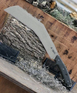 TOPS Knives The Bestia TBST-01, 13" 1095 Tactical Stone Kukuri - Like Chopper, Tan & Green Canvas Micarta Handle, 2020 Shot Show