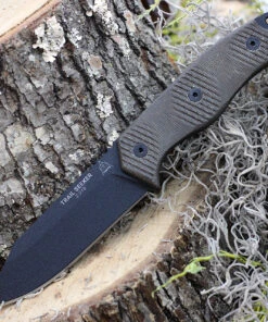 TOPS Knives Trail Seeker TLSR-01, 4.50" 1095 Black Plain Blade, Green Canas Micarta Handle