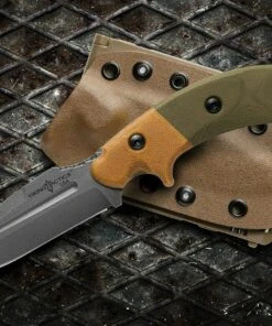 TOPS KNIVES VTAC-02 Viking Tactics Crusader, 3.63" 1095 Acid Rain Blade, Tan & Green Canvas Micarta -Knifeworks Sales Store TPVTAC02.1 82445.1570563414