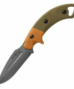 TOPS KNIVES VTAC-02 Viking Tactics Crusader, 3.63" 1095 Acid Rain Blade, Tan & Green Canvas Micarta