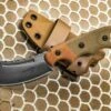 TOPS KNIVES VTAC-03 Viking Tactics Patriot, 3" 1095 Acid Rain Blade, Tan & Green Canvas Micarta