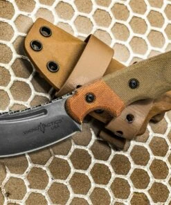 TOPS KNIVES VTAC-03 Viking Tactics Patriot, 3" 1095 Acid Rain Blade, Tan & Green Canvas Micarta