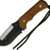 TOPS Knives XcEST Bravo Fixed Blade XCEST-B, 3.25" 440C Black Double Edge Blade, Brown Canvas Micarta Handles, Black Nylon Sheath w/ TOPS Survival Kit