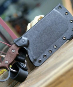 TOPS Knives TFOR01 Tidal Force Karambit Cleaver 4.87" 1095 RC Tactical Gray Finish, Brown Burlap Micarta Handles, Kydex Sheath -Knifeworks Sales Store Tidal Force 29451.1591129438