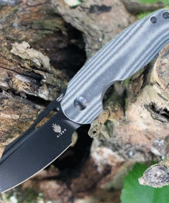 Kizer Cutlery October V3569A1, 2.92" CPM20-CV Black Plain Blade, Black Micarta Handles