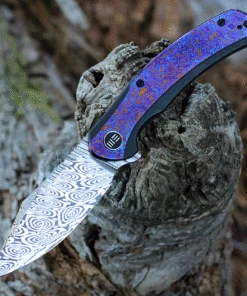 We Knife Co. WE Knife Snick - Blk Ti / Timascus (3.5" Heimskringla Damasteel) WE19022F-DS1