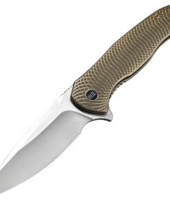 WE Knife Co. Kitefin 2001C, 3.24" CPM-S35VN Satin Plain Blade, Bronze Patterned Titanium Handles