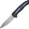 WE Knife Co. Kitefin 2001E, 3.24" CPM-S35VN Polished Bead Blast Spear Point Blade, Black Titanium Handle w/ Blue Grove
