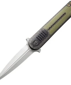 WE Knife Co. Angst 2002A, 3.06" CPM S35VN Stonewashed Dagger Blade, OD Green G-10 and Black Twill Carbon Fiber Handle