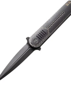 WE Knife Co. Angst 2002C, 3.06" CPM S35VN Black Stonewashed Dagger Blade, Black G-10 & Black Twill Carbon Fiber Handle