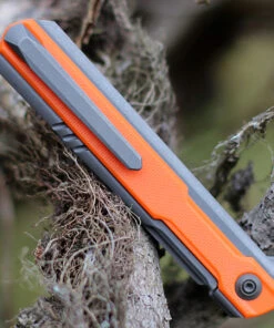 WE Knife Co. Peer, 2015A, 3.5" CPM 20CV Stonewashed Blade, Gray Titanium Handle with Orange G-10 Overlay -Knifeworks Sales Store WE2015A.2 31412.1612285153