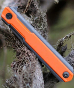 WE Knife Co. Peer, 2015A, 3.5" CPM 20CV Stonewashed Blade, Gray Titanium Handle with Orange G-10 Overlay -Knifeworks Sales Store WE2015A.3 76563.1612285153