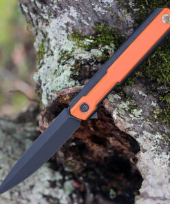 WE Knife Co. Peer, 2015B, 3.5" CPM 20CV Black Blade, Black Titanium Handle with Orange G-10 Inlay