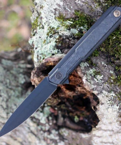 WE Knife Co. Peer, 2015D, 3.5" CPM 20CV Black Stonewashed Blade, Titanium Handle with Shredded Carbon Fiber Overlay