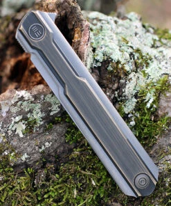 WE Knife Co. Peer, 2015E, 3.5" CPM 20CV Gray Stonewashed Blade, Black Hand Rubbed Brass Handle -Knifeworks Sales Store WE2015E.2 21091.1611687732