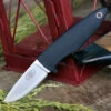 Fallkniven WM1 Fixed Blade Sporting Knife WM1ZCOS, 2.75" Lam. CoS Satin Drop Point Plain Blade,Black Thermorun Rubber Handle, Zytel Neck Sheath
