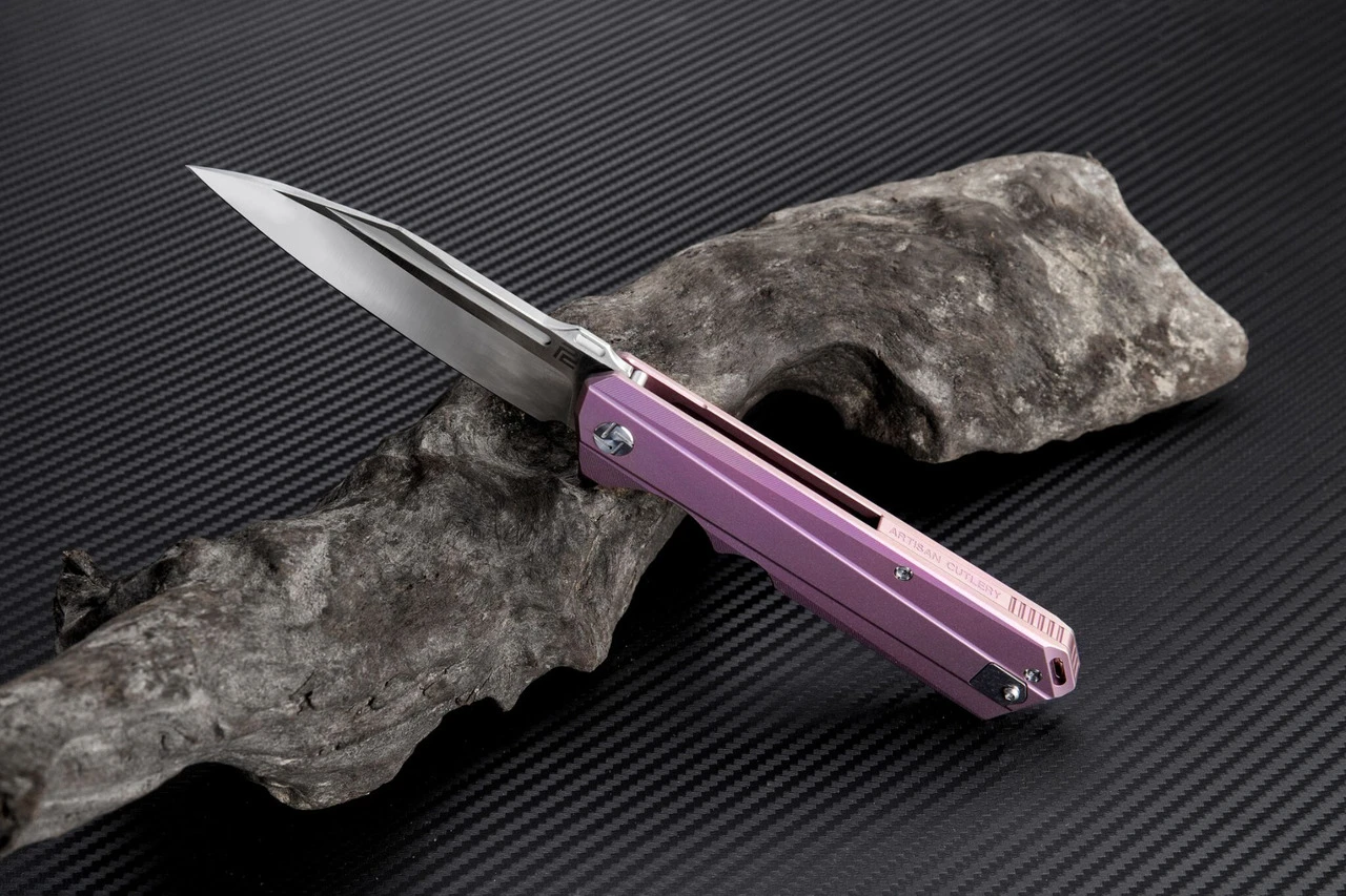 Artisan Cutlery Artisan Littoral ATZ1703GRE, 3.54 in. S35VN Plain Blade, Purple Titanium Handle 2 Artisan Cutlery Artisan Littoral ATZ1703GRE, 3.54 in. S35VN Plain Blade, Purple Titanium Handle - Image 2