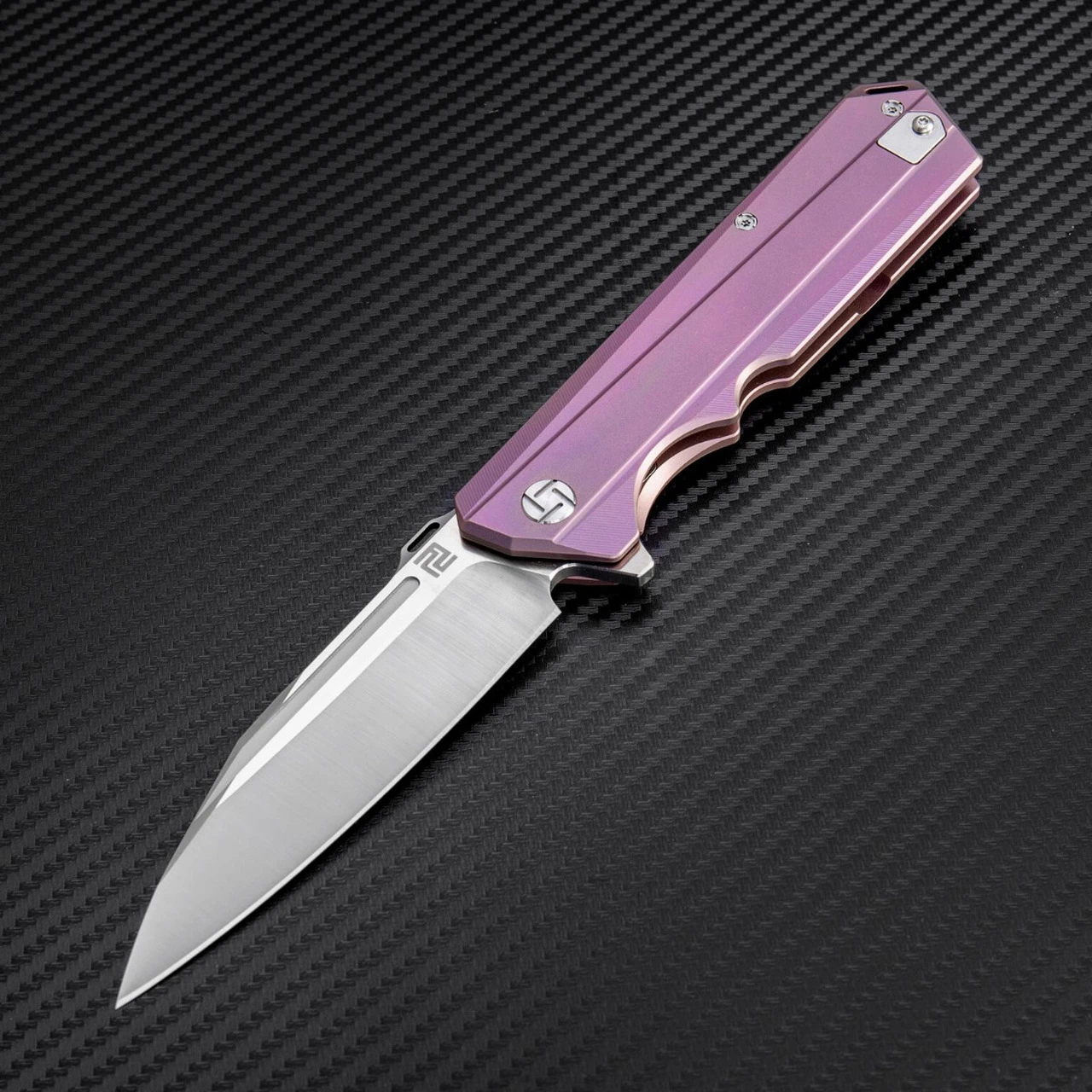 Artisan Cutlery Artisan Littoral ATZ1703GRE, 3.54 in. S35VN Plain Blade, Purple Titanium Handle 1 Artisan Cutlery Artisan Littoral ATZ1703GRE, 3.54 in. S35VN Plain Blade, Purple Titanium Handle