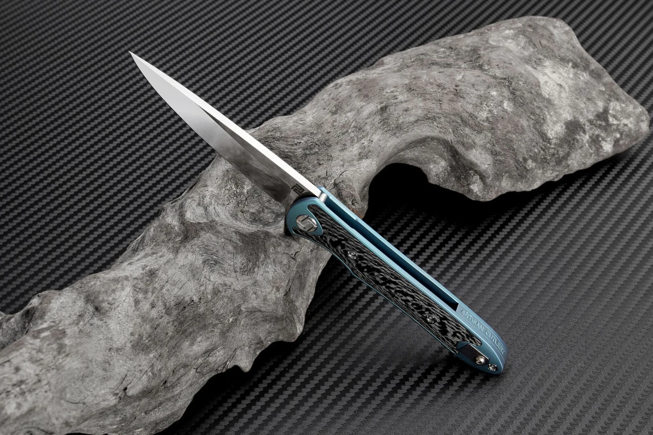 Artisan Cutlery Artisan ATZ1707GSGN Small Shark, 3.15" S35VN Plain Blade, Green Titanium TC4 Handle 3 Artisan Cutlery Artisan ATZ1707GSGN Small Shark, 3.15" S35VN Plain Blade, Green Titanium TC4 Handle - Image 3