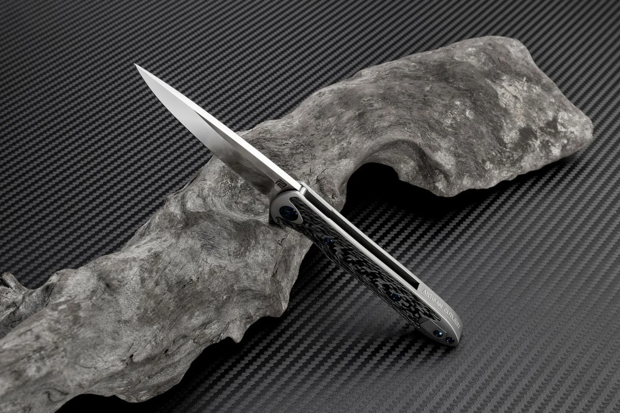 Artisan Cutlery Artisan ATZ1707GSGY Small Shark, 3.15" S35VN Plain Blade, Gray Titanium TC4 Handle 2 Artisan Cutlery Artisan ATZ1707GSGY Small Shark, 3.15" S35VN Plain Blade, Gray Titanium TC4 Handle - Image 2