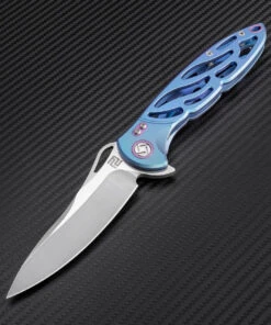 Artisan Cutlery Artisan Dragonfly ATZ1801GBUS, 3.94" S35VN Plain Blade, Blue TC4 Titanium Handle -Knifeworks Sales Store atz1801gbum 1 59664.1566586040