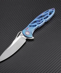 Artisan Cutlery Artisan Dragonfly ATZ1801GBUS, 3.94" S35VN Plain Blade, Blue TC4 Titanium Handle