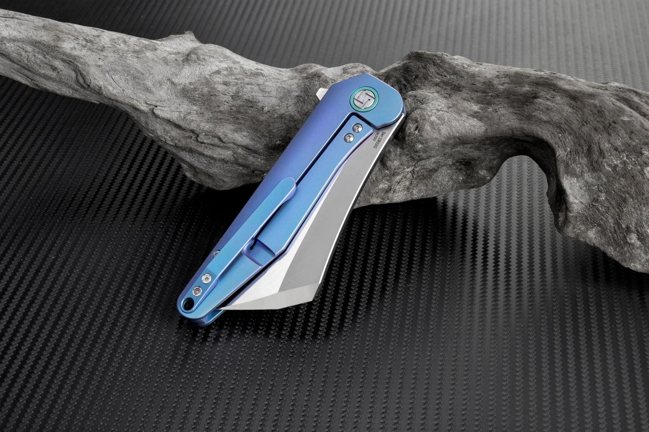 Artisan Cutlery Artisan Osprey ATZ1803GBUM, 3.74" M390 Plain Blade, Blue TC4 Titanium Handle 3 Artisan Cutlery Artisan Osprey ATZ1803GBUM, 3.74" M390 Plain Blade, Blue TC4 Titanium Handle - Image 3